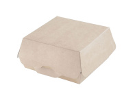  Коробка для бургера, размер M,  102х102х60 мм. КРАФТ/БЕЛЫЙ