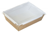  Бумажный контейнер с прозрачной крышкой 1500мл. 220х170 мм, высота 65 мм