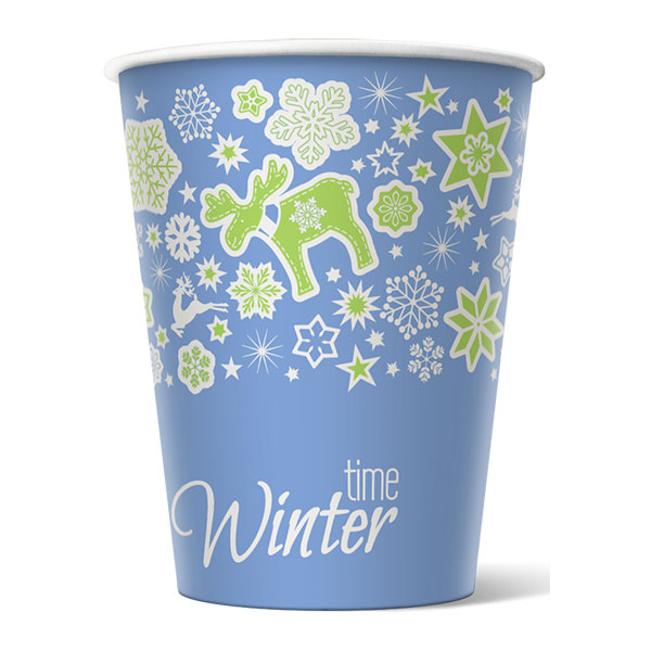 Стакан бумажный одноразовый 300 мл. WINTER TIME
